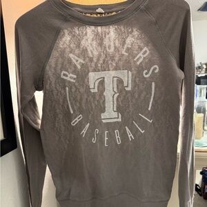 Victoria’s Secret Pink TX Rangers Baseball Lace Back Gray Sweatshirt/Very Rare